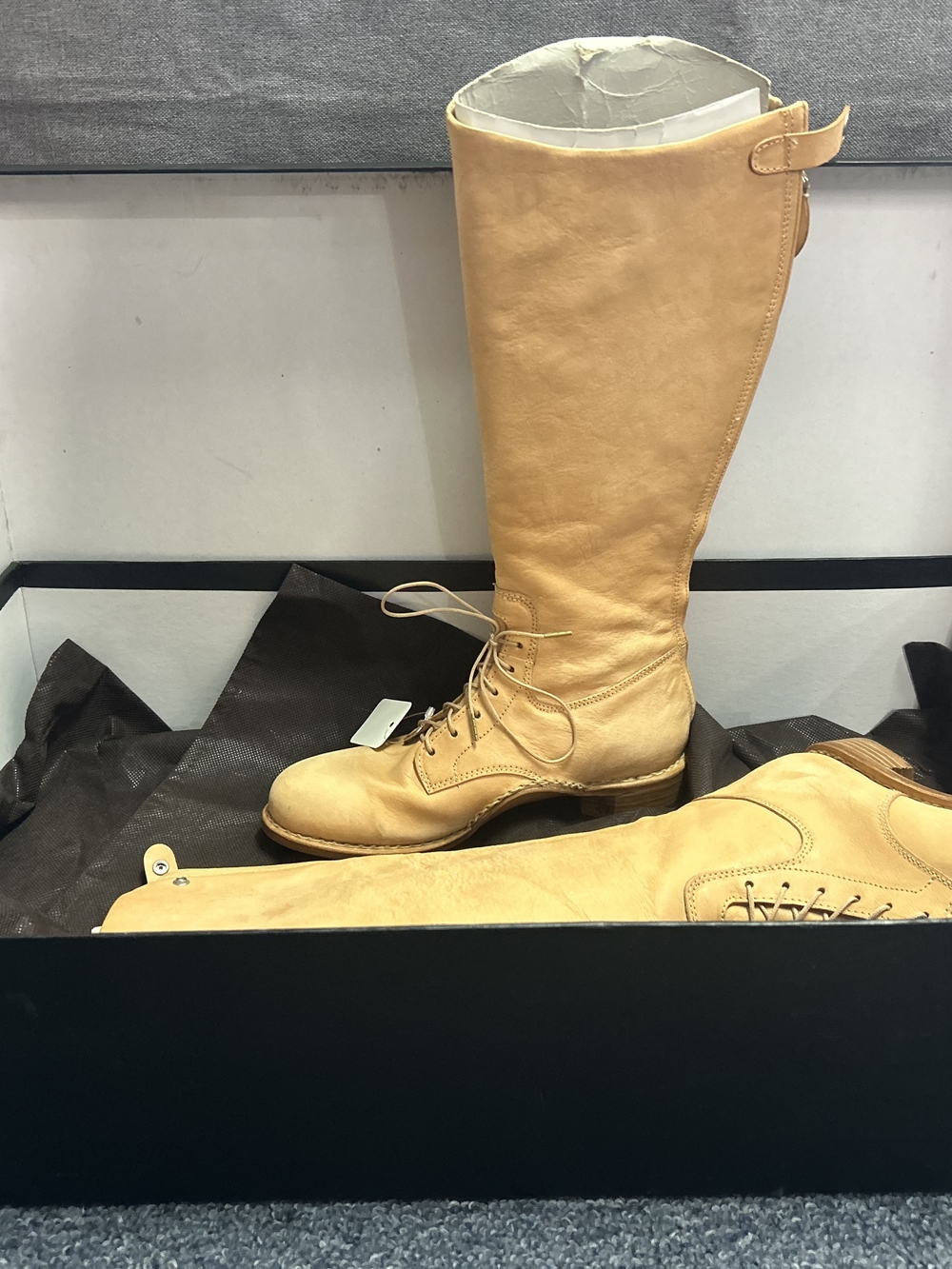 Women's Over-the-Knee Lace-Up Boots in Tan